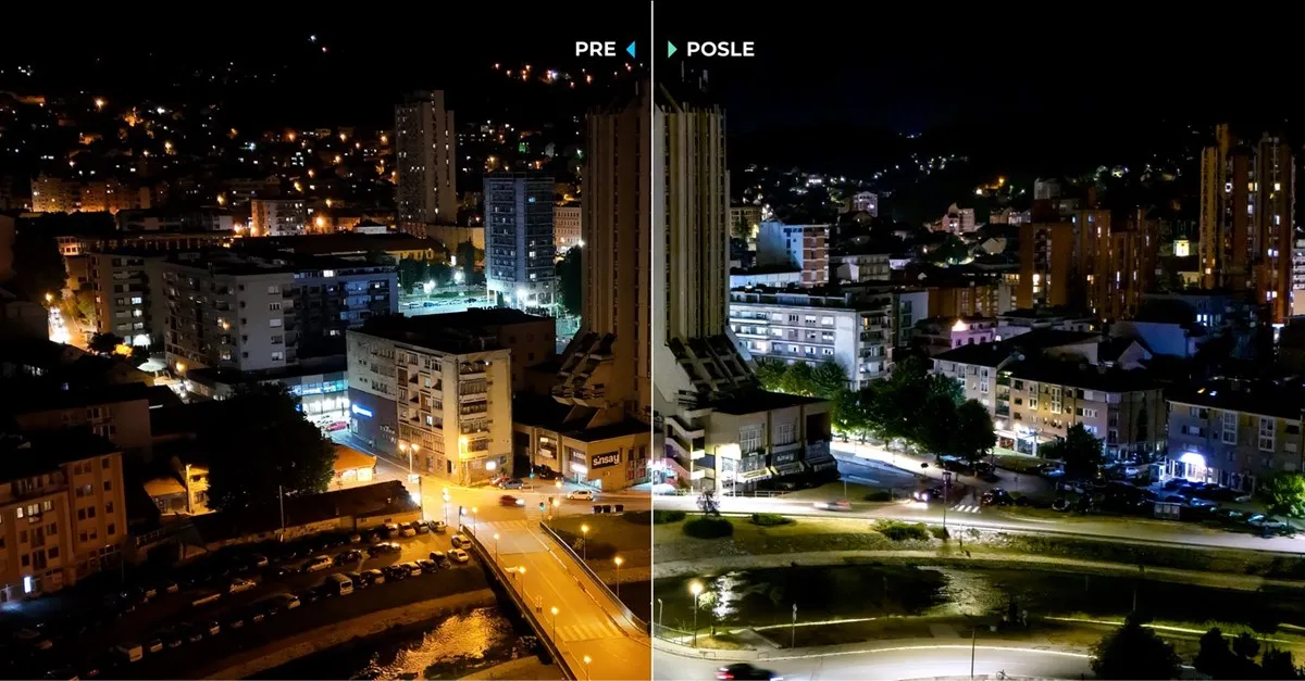 Pre i posle rekonstrukcije javnog osvetljenja