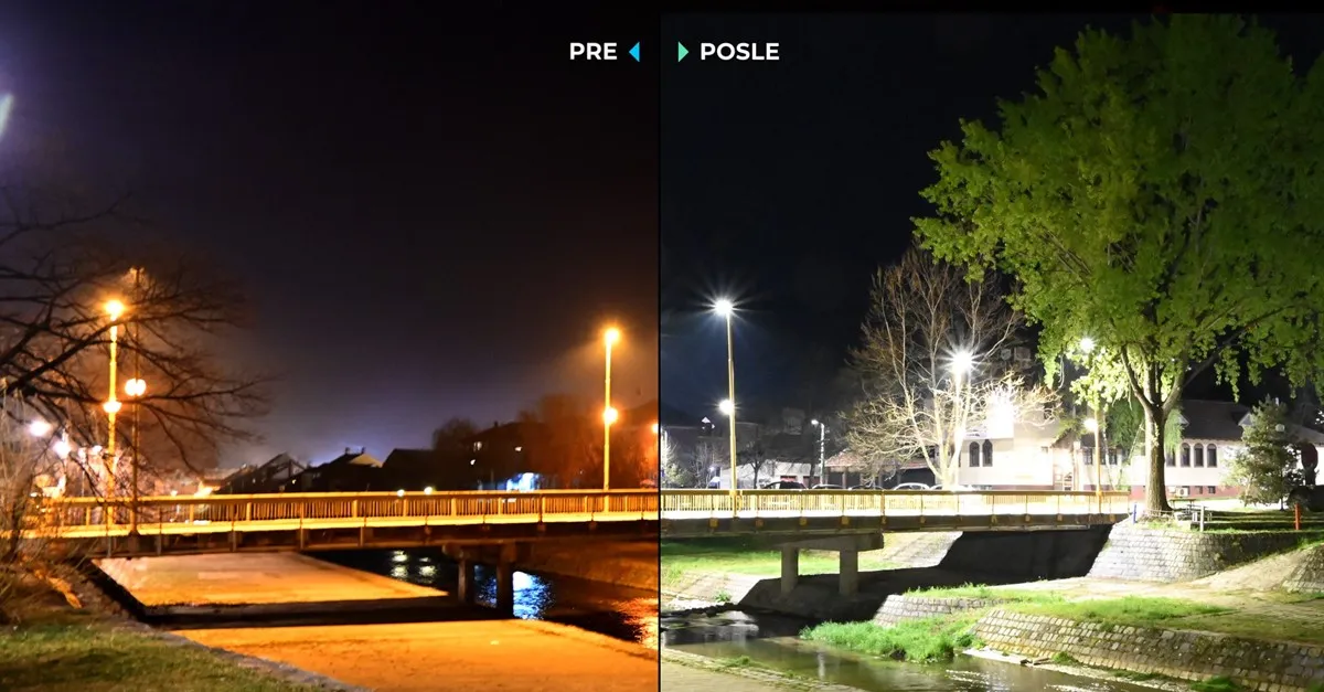 Pre i posle rekonstrukcije javnog osvetljenja