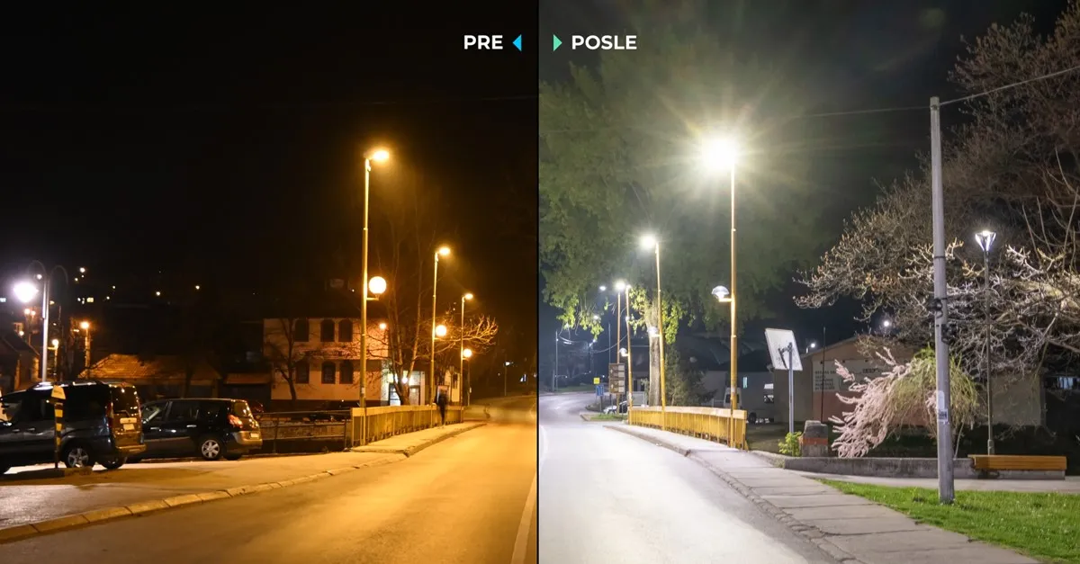 Pre i posle rekonstrukcije javnog osvetljenja