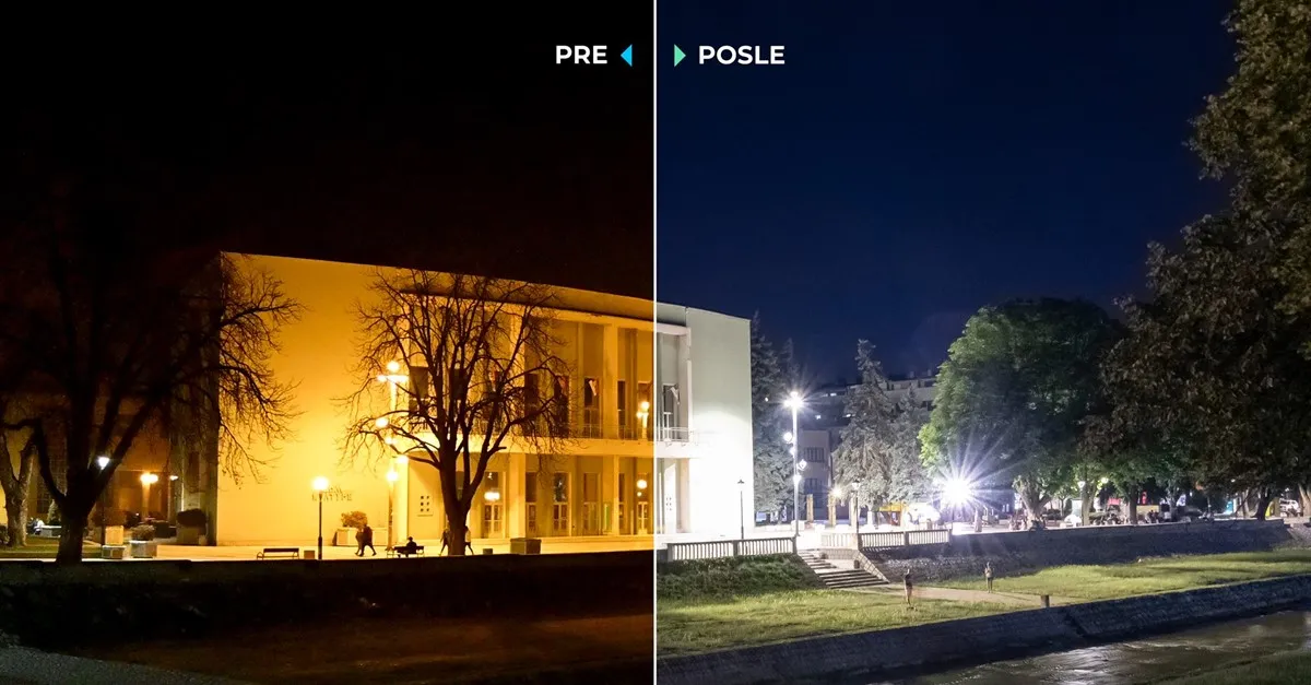 Pre i posle rekonstrukcije javnog osvetljenja