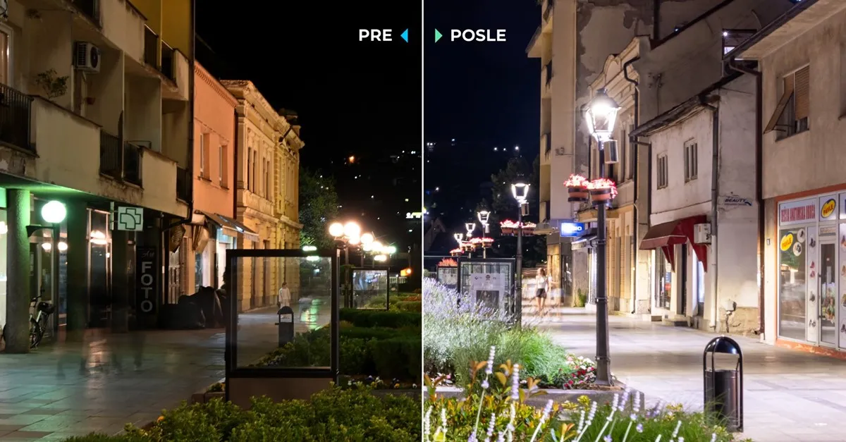 Pre i posle rekonstrukcije javnog osvetljenja