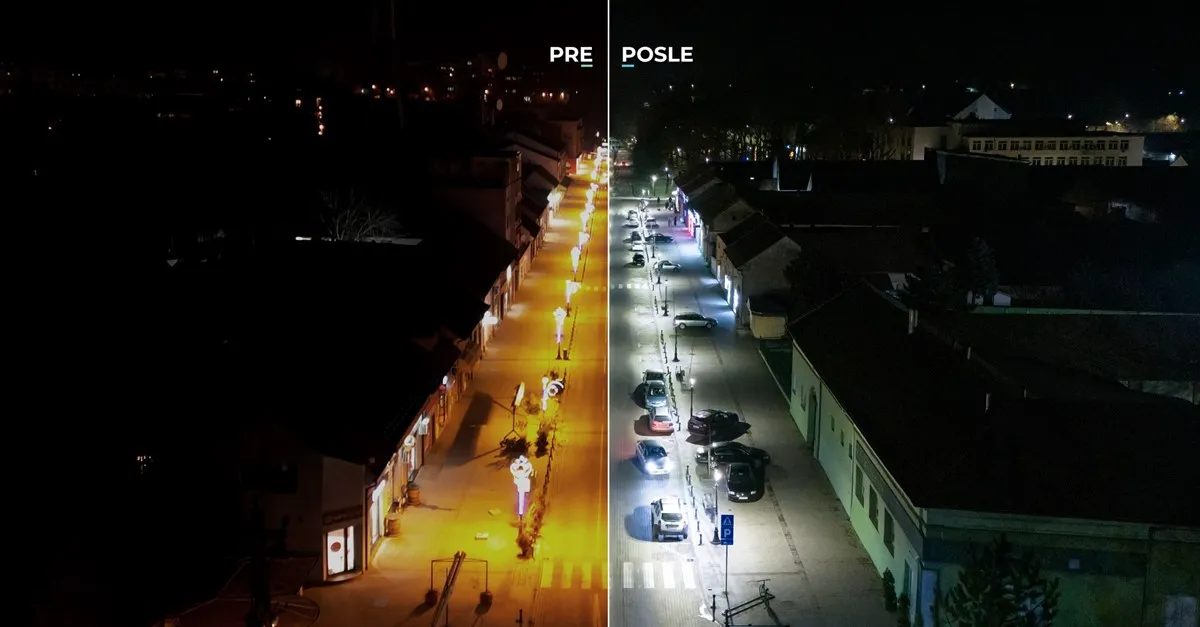 Pre i posle rekonstrukcije javnog osvetljenja