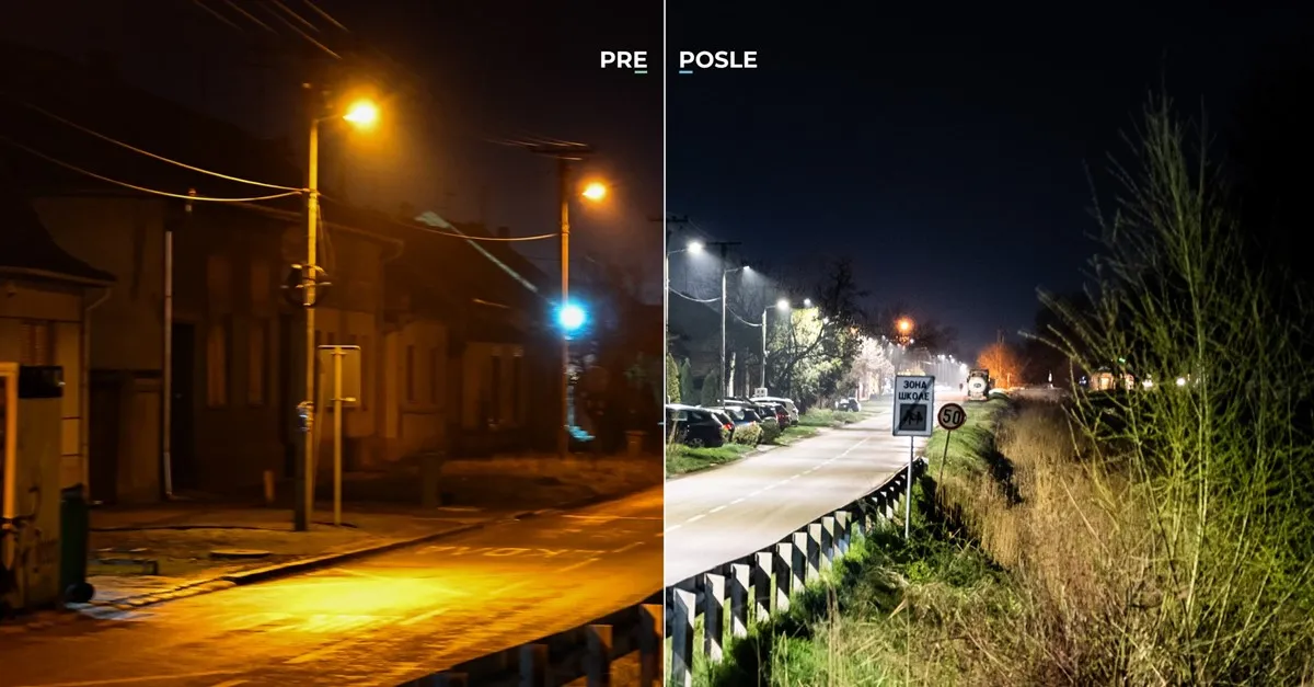 Pre i posle rekonstrukcije javnog osvetljenja