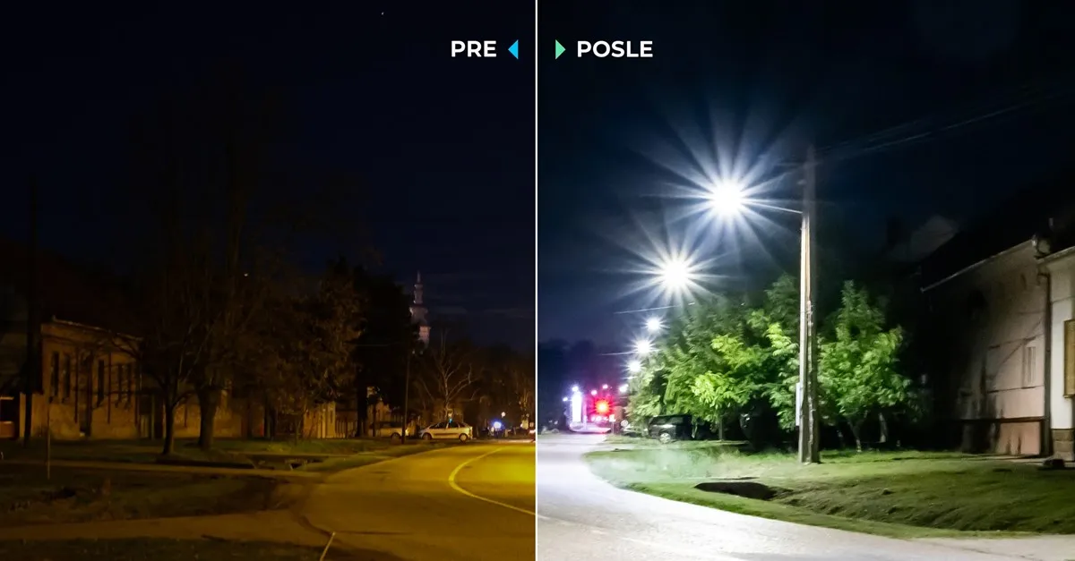 Pre i posle rekonstrukcije javnog osvetljenja